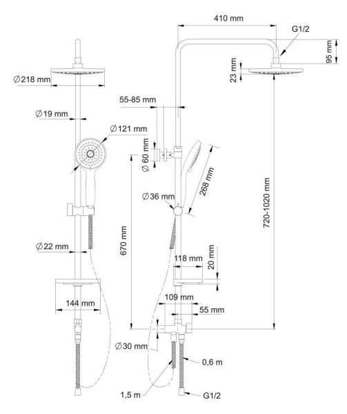 Душевая стойка Swedbe Calypso 5007 без смесителя хром
